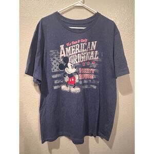 NWOT Disney Parks Mickey Mouse Patriotic USA Flag American Original Blue Tee 2XL